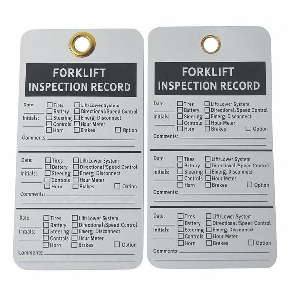 Tag, Forklift, Cardstock, 5 3/4 in H x 3 in W, White, Rectangle, 25 PK