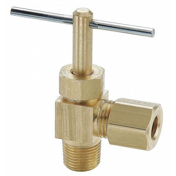 Parker Needle Valve,Angled,1/4 In.,Compression NV104C-4-4