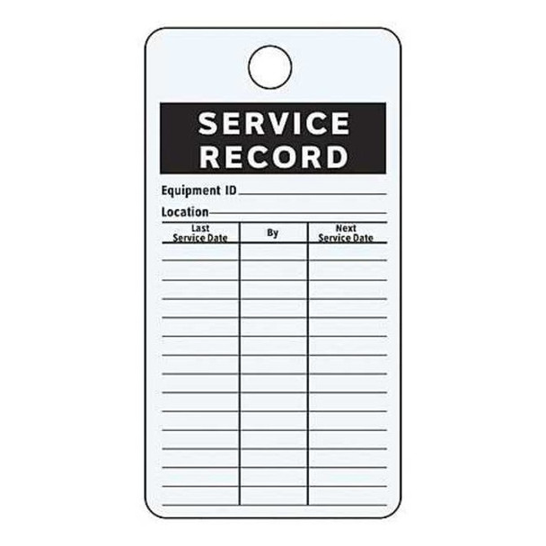Service Record Label, Aluminum, 4 1/4 in H x 3 in W, Rectangle, 25 PK