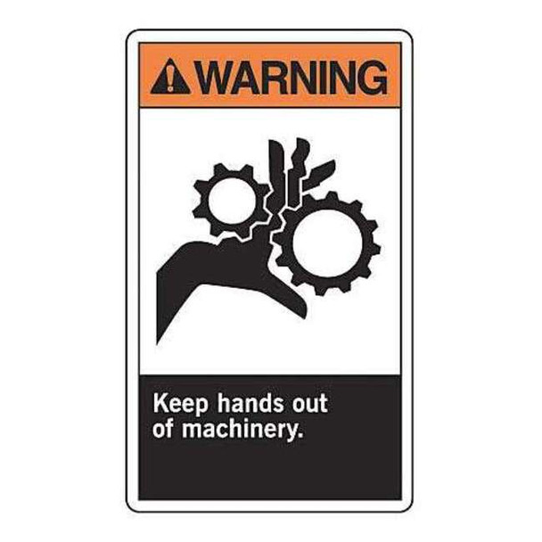 Label, 5 in Height, 3 1/2 in Width, Vinyl, Vertical Rectangle, English