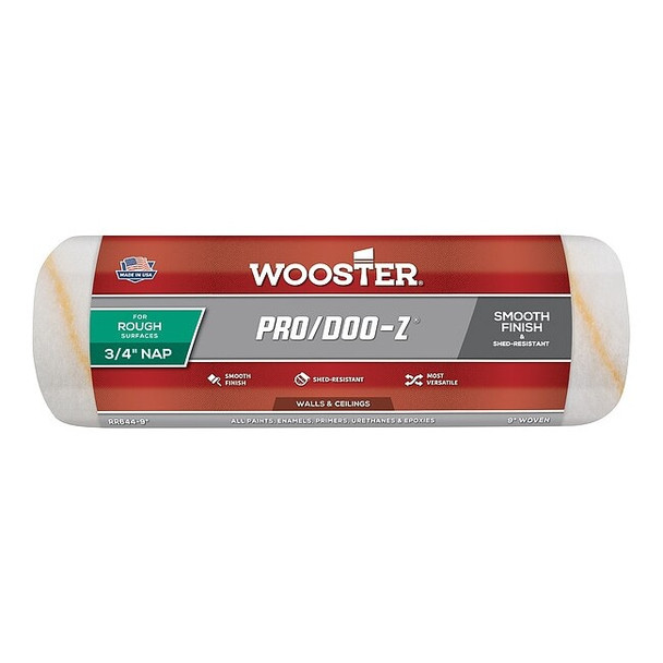Wooster 9" Paint Roller Cover, 3/4" Nap, Woven Fabric RR644 9