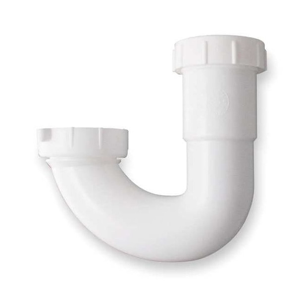 1-1/2 Dia, Polypropylene, White/Plastic, Lavatory/Kitchen, J-Bend