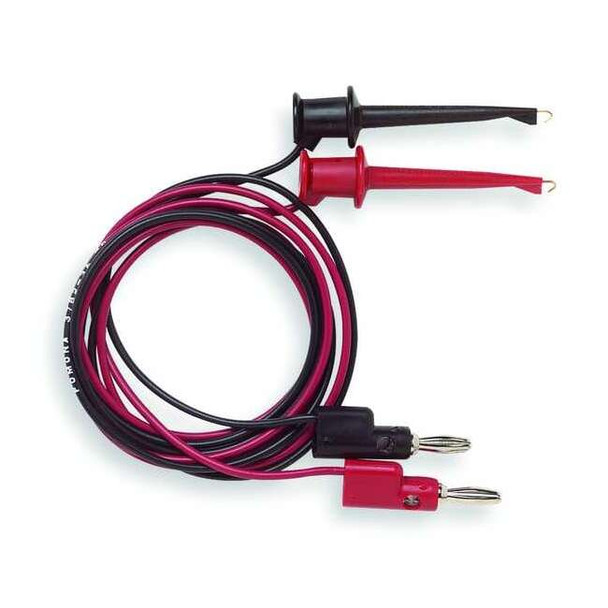 Multi-Stacking Banana Plug to Minigrabber Test Clip, 24", PVC, Red