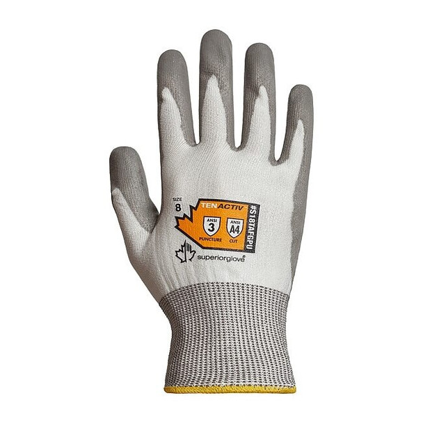 Knit Gloves, Cut Level A4 ,Dipped ,Polyurethane ,Smooth ,10 1 PR