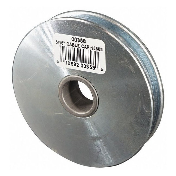 Sheave, Wire Rope, 5/16 in Max Cable Size, 1,550 lb Max Load, Zinc Plated