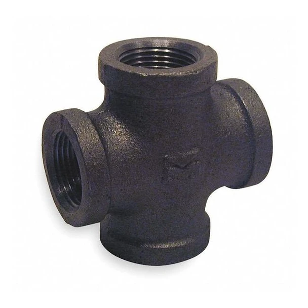 Cross Cross, 1/2" Pipe, FNPT, Malleable Iron, Class 150