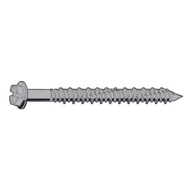 Concrete Screw, 1/4" Dia., Hex, 1 3/4 in L, Steel Blue Ruspert, 100 PK