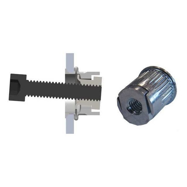 Rivet Nut, M6-1.00 Thread Size, 170.4 mm Flange Dia., 20.8 mm L, Steel, 10 PK