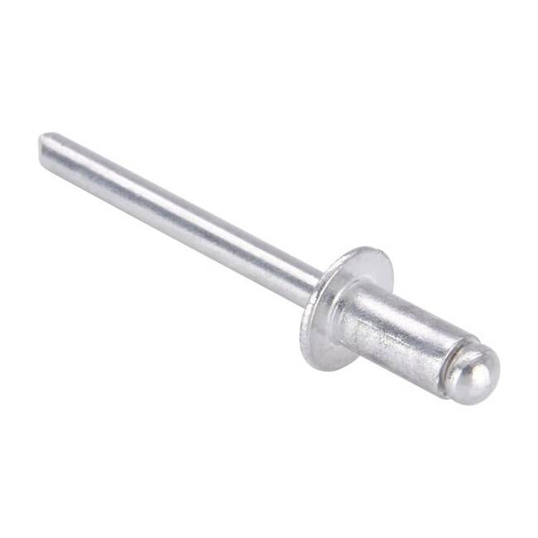 Blind Rivet, Dome Head, 3/16 in Dia., 25/64 in L, Aluminum Body, 250 PK