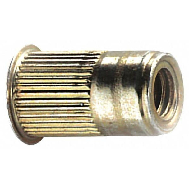 Rivet Nut, #10-24 Thread Size, 0.34 in Flange Dia., 0.585 in L, Steel, 25 PK