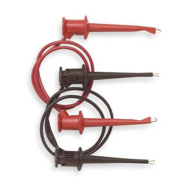 Pomona Electronics Test Clip Patch Cord, 24", Nylon, Black, Red 3781-24-02