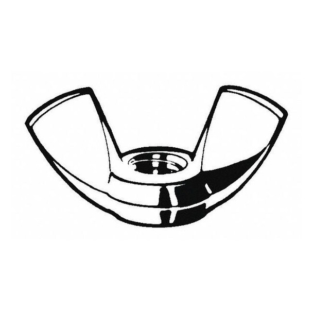 Wing Nut, #8-32, Steel, Zinc Plated, 0.4 in Ht, 0.78 in Max Wing Span, 100 PK