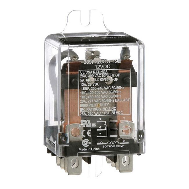 Flange Mount, Enclosed Power Relay, Octal, 25 A, 8 Pins, Quick Connect