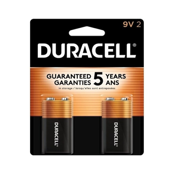 Duracell Coppertop 9V Alkaline Battery, 9V DC, PK2 MN1604B2Z