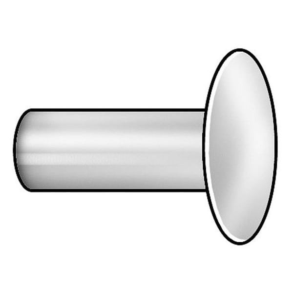 Semi-Tubular Rivet, Truss Head, 9/64 in Dia., 3/8 in L, Steel Body, 100 PK