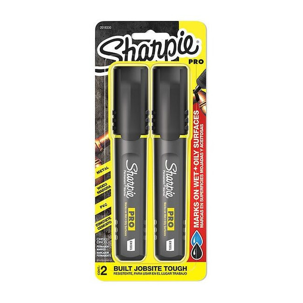Sharpie Permanent Marker Set, Black, Chisel Tip, 2 PK 2018330
