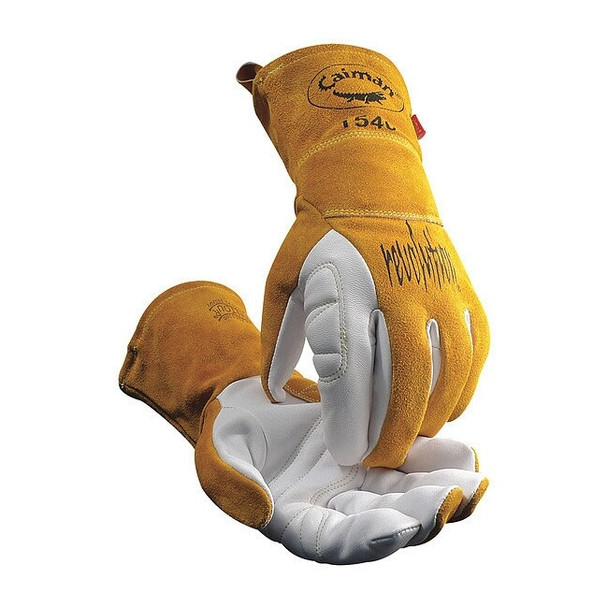 TIG Welding Gloves, Premium Goat Grain, Padded Palm, Gauntlet Cuff, S, 1 Pair