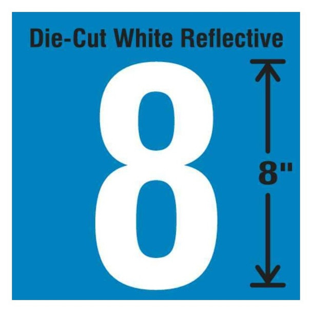 Stranco Number Label, Vinyl, White,Number 8,8"H DWR-SINGLE-8-8