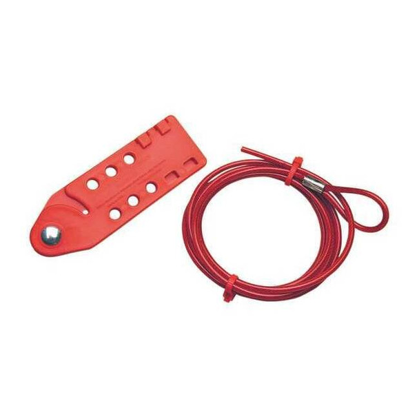 Brady Tab-Cinching Cable Lockout, 6 ft. L, Color: Red CABLO