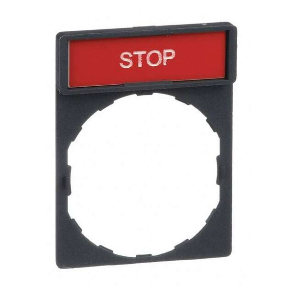 Schneider Electric LegendPlate,Stop,White/Gray,Rectangular ZBY2304