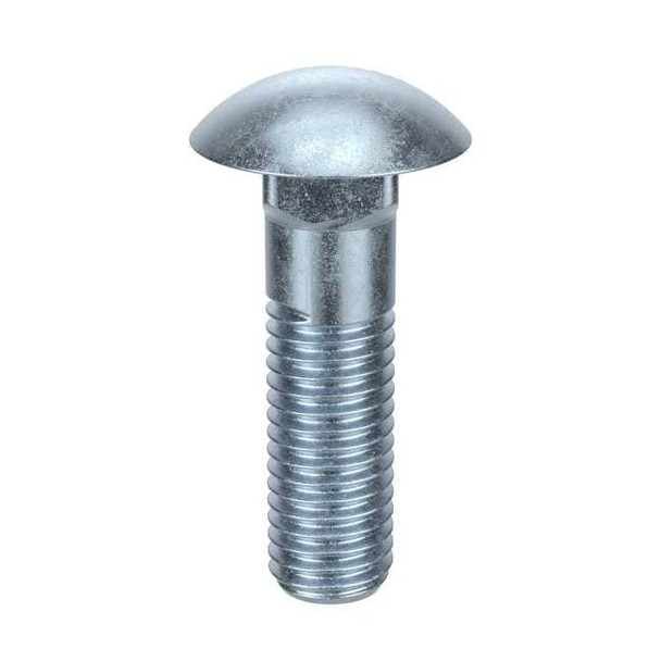 Carriage Bolt, Square Neck, 3/8"-16, 4-1/2 in L, Steel, Grade 2, Plain, 10 PK