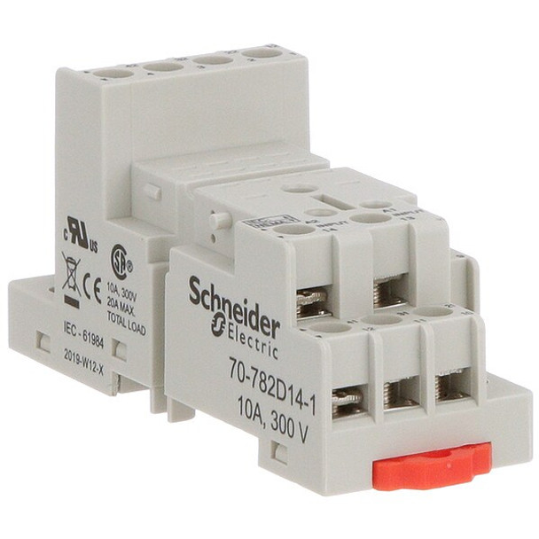 Schneider Electric Rlay Scket,Finger Safe,Square,14 Pin,10A 70-782D14-1