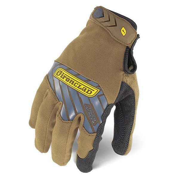 Command(TM) Mechanics Touchscreen Gloves, Nylon Palm, Polyester Back, L, Brown