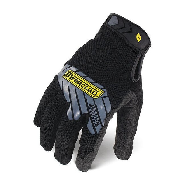 Command(TM) Mechanics Touchscreen Gloves, Nylon Palm, Polyester Back, L, Black