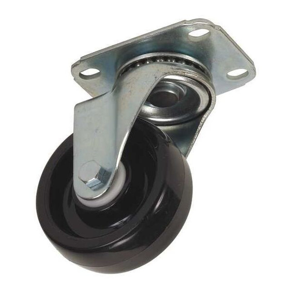 Swivel NSF-Listed Plate Caster,Polyolfin,4 in,275 lb,Blk