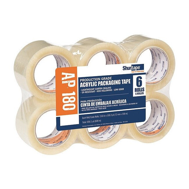 Shurtape AcrylicPackingTape,1.8mil,Clear,PK6 232517