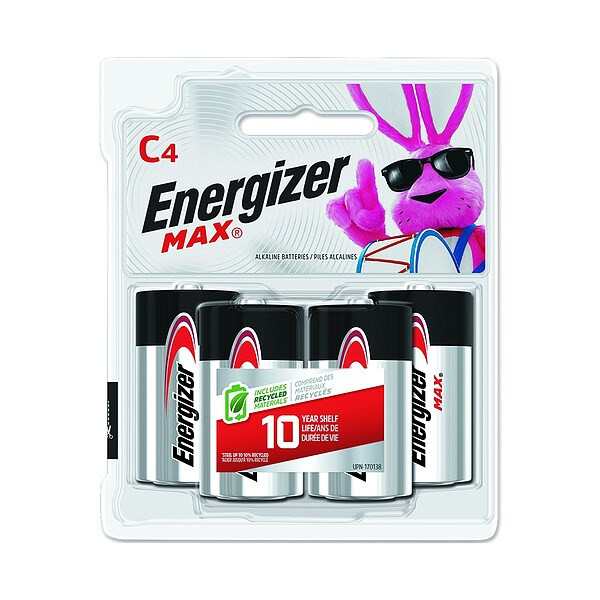 Energizer Energizer Max C Alkaline Battery, 1.5V DC, PK4 E93BP-4
