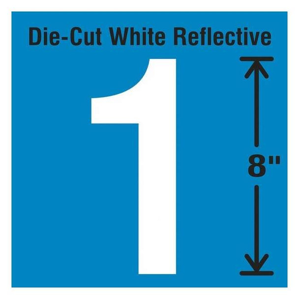 Stranco Number Label, Vinyl, White,Number 1,8"H DWR-SINGLE-8-1