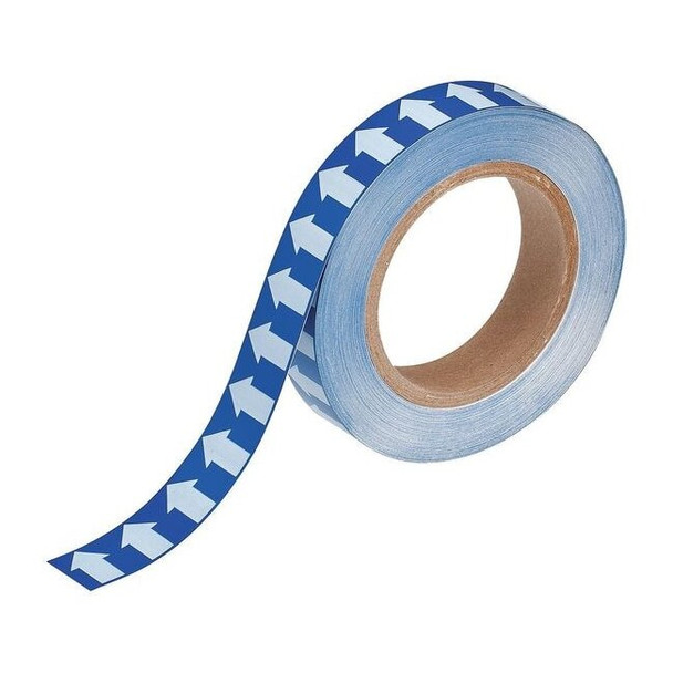 Brady Arrow Tape, Vinyl, 1 in W x 90 ft. L, Adhesive Mounting, White/Blue 91427