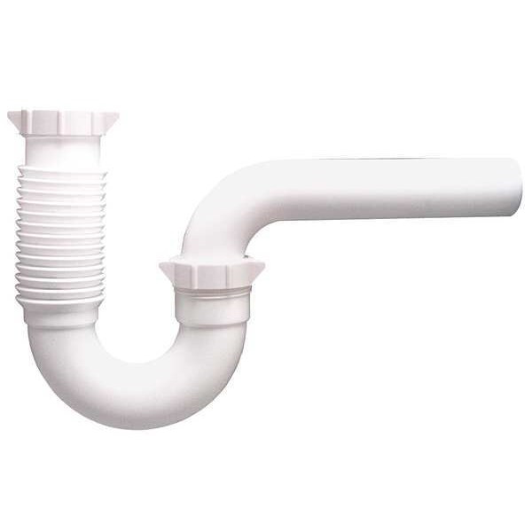 1-1/2 Dia, Polypropylene, White/Plastic, Lavatory/Kitchen Flexible, P-Trap