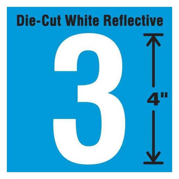 Stranco Number Label, Vinyl, 4 in H, 2-1/2 in W, PK5 DWR-4-3-5