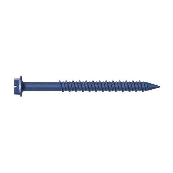 Conset Concrete Screw, 3/16" Dia., Hex, 4 in L, Steel Blue Ruspert, 25 PK