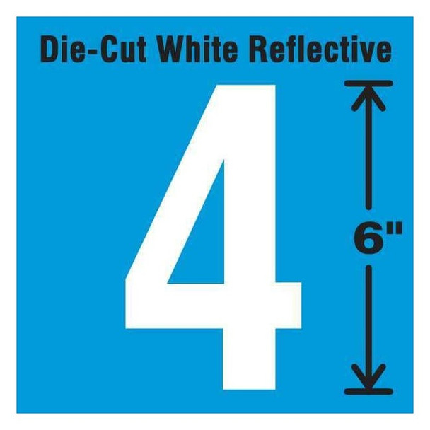 Stranco Number Label, Vinyl, 6 in H, 2-3/4 in W DWR-6-4-EA