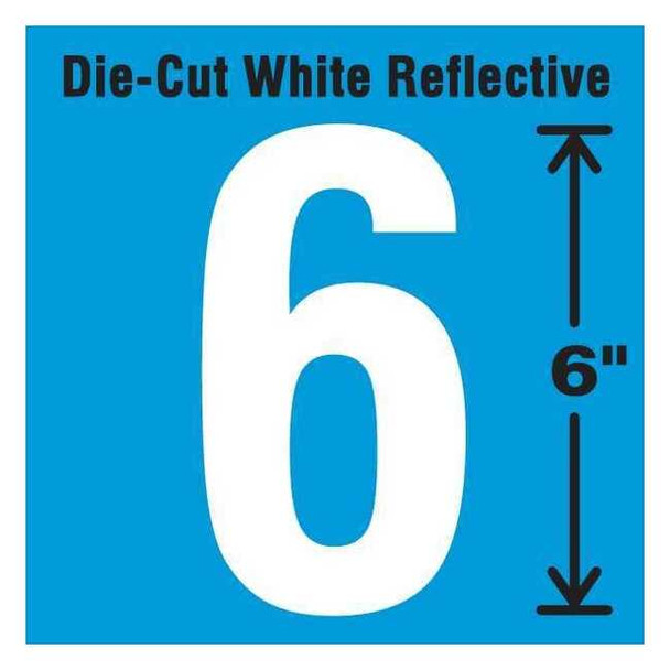 Stranco Number Label, Vinyl, 6 in H, 2-3/4 in W DWR-6-6-EA
