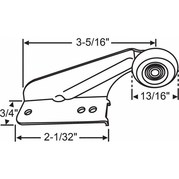 Manufacturer Varies Drawer Guide Roller, Steel, 25lb Limit 45-17