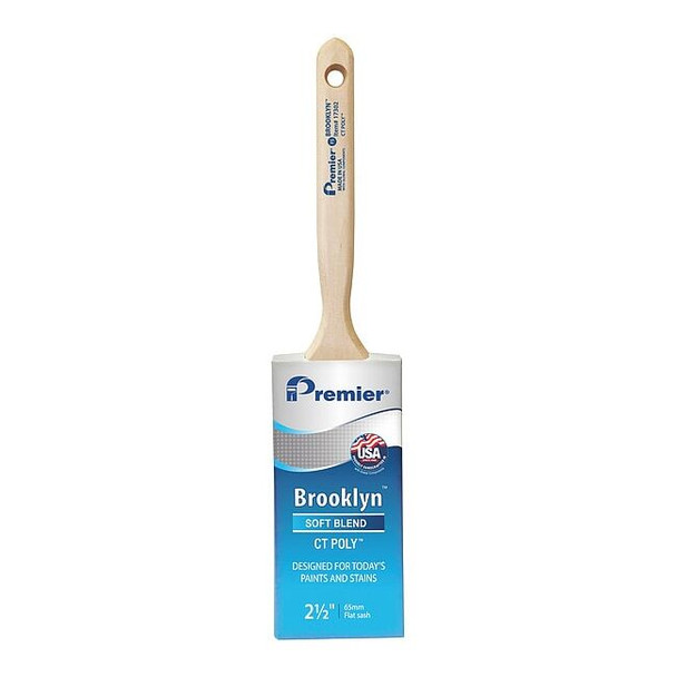 2-1/2" Flat Sash Soft, Polyester Bristle, Paint Brush, Hardwood Handle