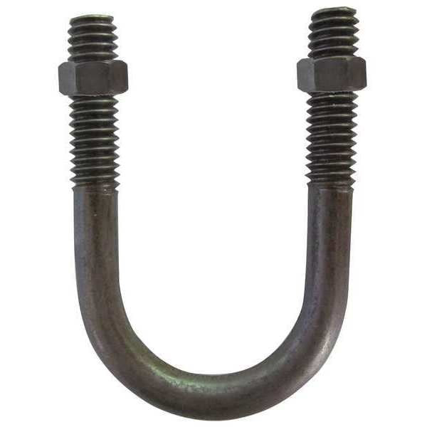 Round U-Bolt, 1/2"-13, 3 in W, 4 1/2 in H, Plain Stainless Steel