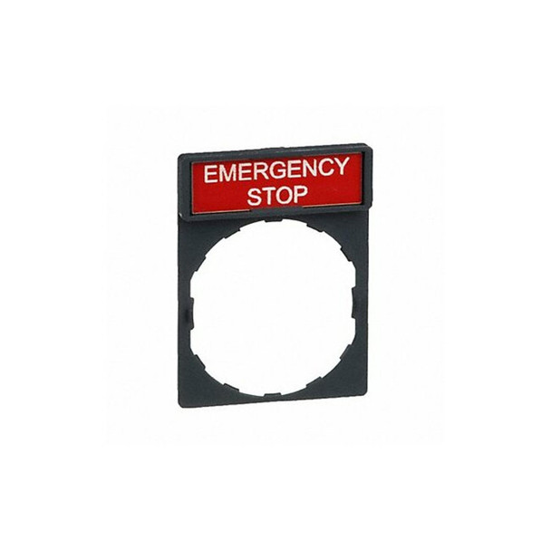 Schneider Electric Legend Plate,Emergency Stop,White/Red ZBY2330