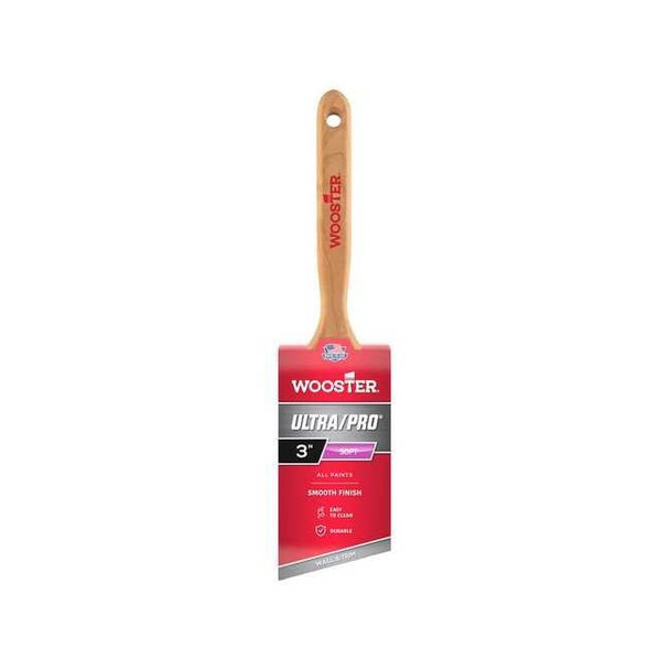 Wooster 3" Angle Sash Soft, Nylon Bristle, Paint Brush, Wood Handle 4170-3