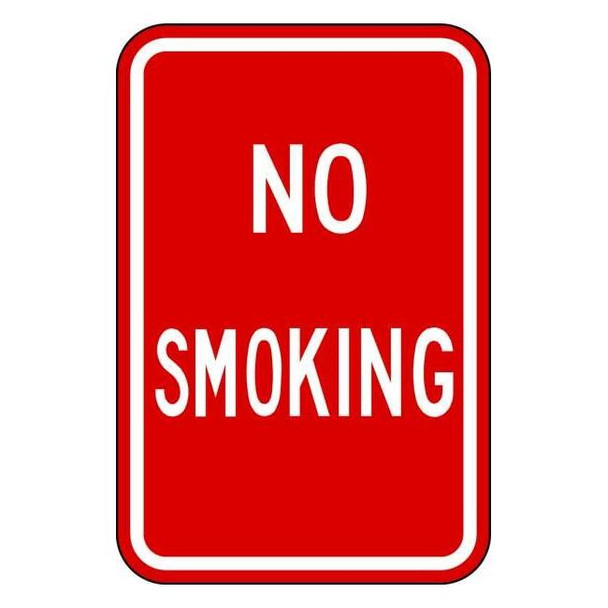 No Header, No Smoking, 12 in W x 18 in H, Vertical Rectangle, Aluminum