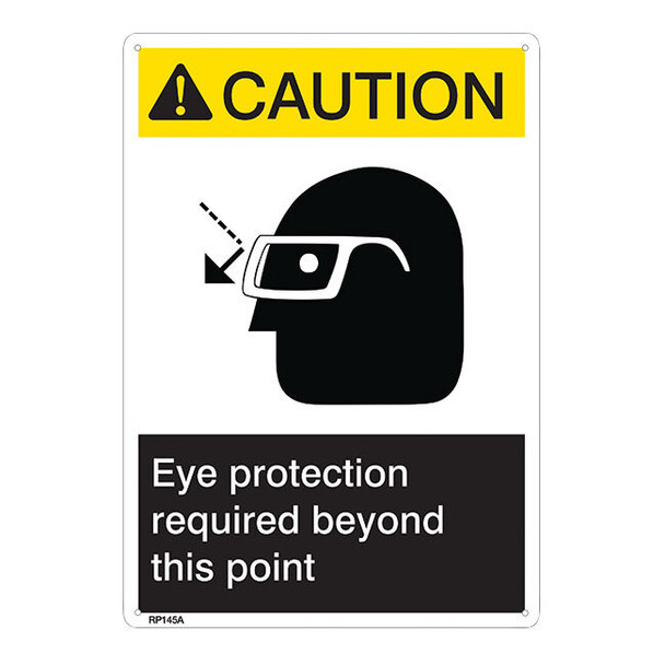 ANSI Z535 Rigid Plastic "Caution Eye Protection..." Sign, 1/Each