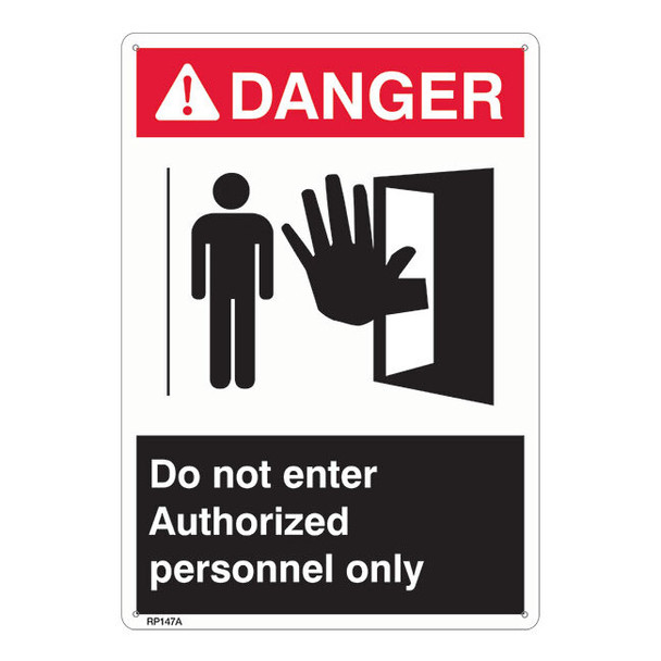 ANSI Z535 Rigid Plastic "Danger Authorized Personnel Only" Sign, 1/Each