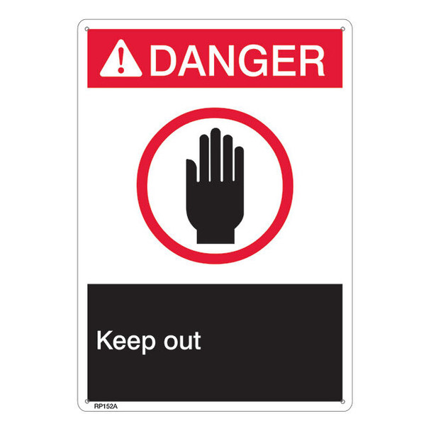 ANSI Z535 Rigid Plastic "Danger Keep Out" Sign, 1/Each