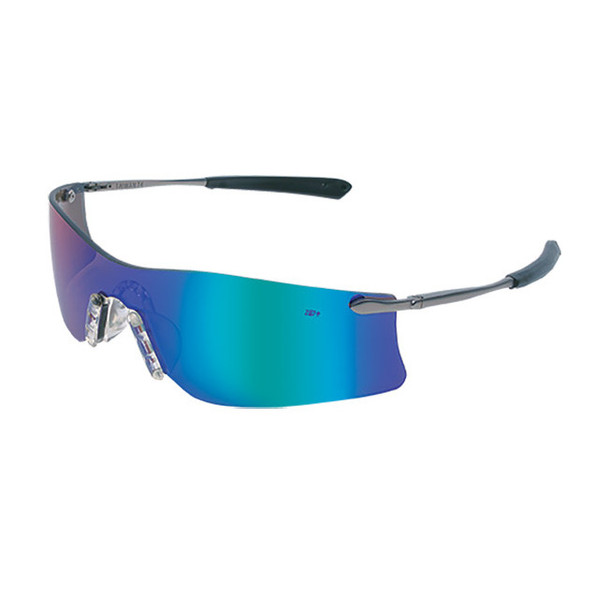 MCR Safety® Rubicon® Eyewear, Platinum Temple, Emerald Mirror Lens, 1/Each