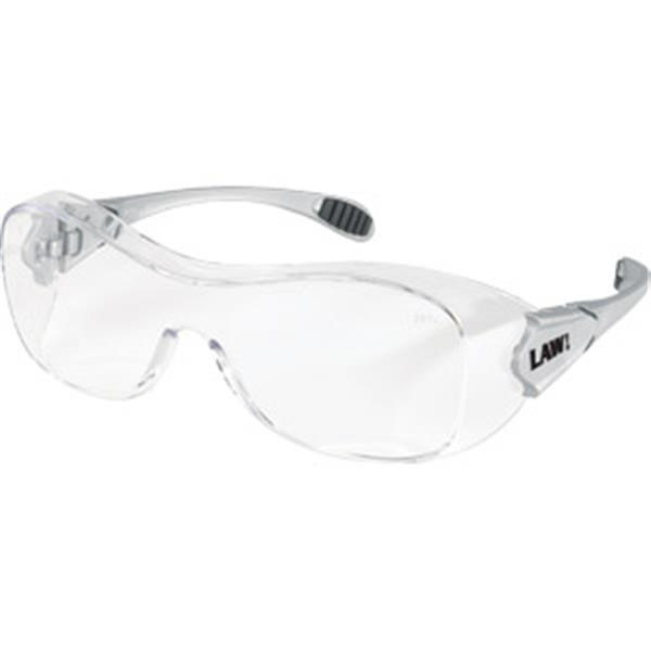 MCR Safety® Law® OTG Eyewear, Silver Temple, Clear Lens, 1/Each
