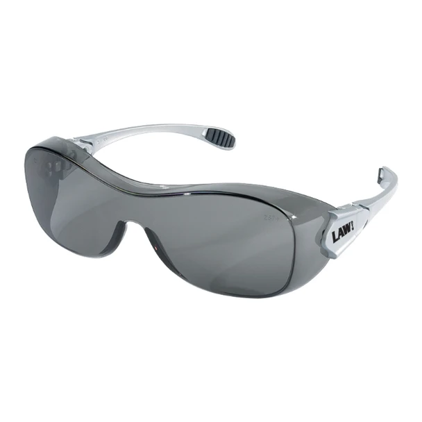 MCR Safety® Law® OTG Eyewear, Silver Temple, Gray Lens, 1/Each